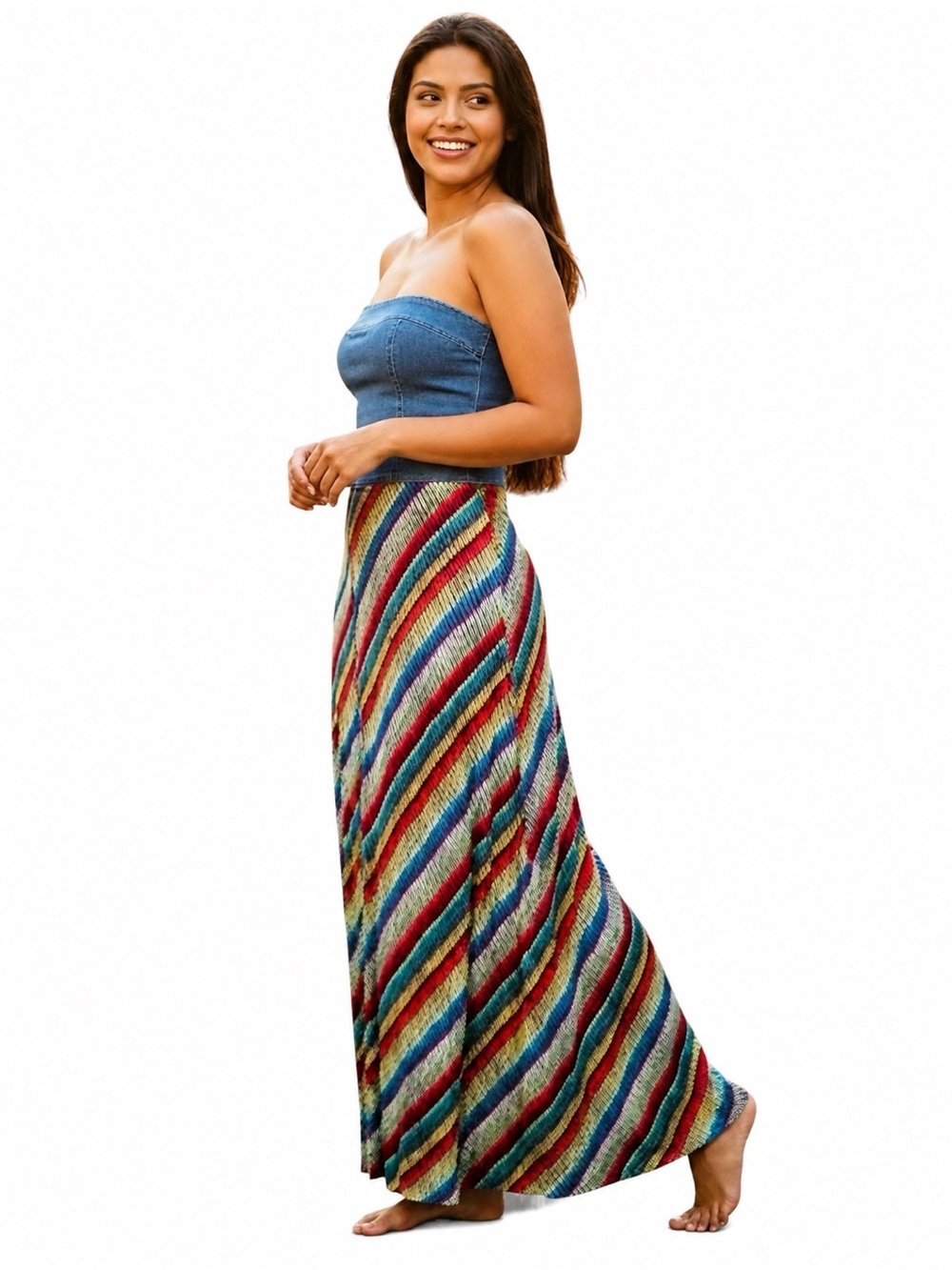 KAKTUS DIAGONAL MULTICOLOR MAXI SKIRT SIZE L